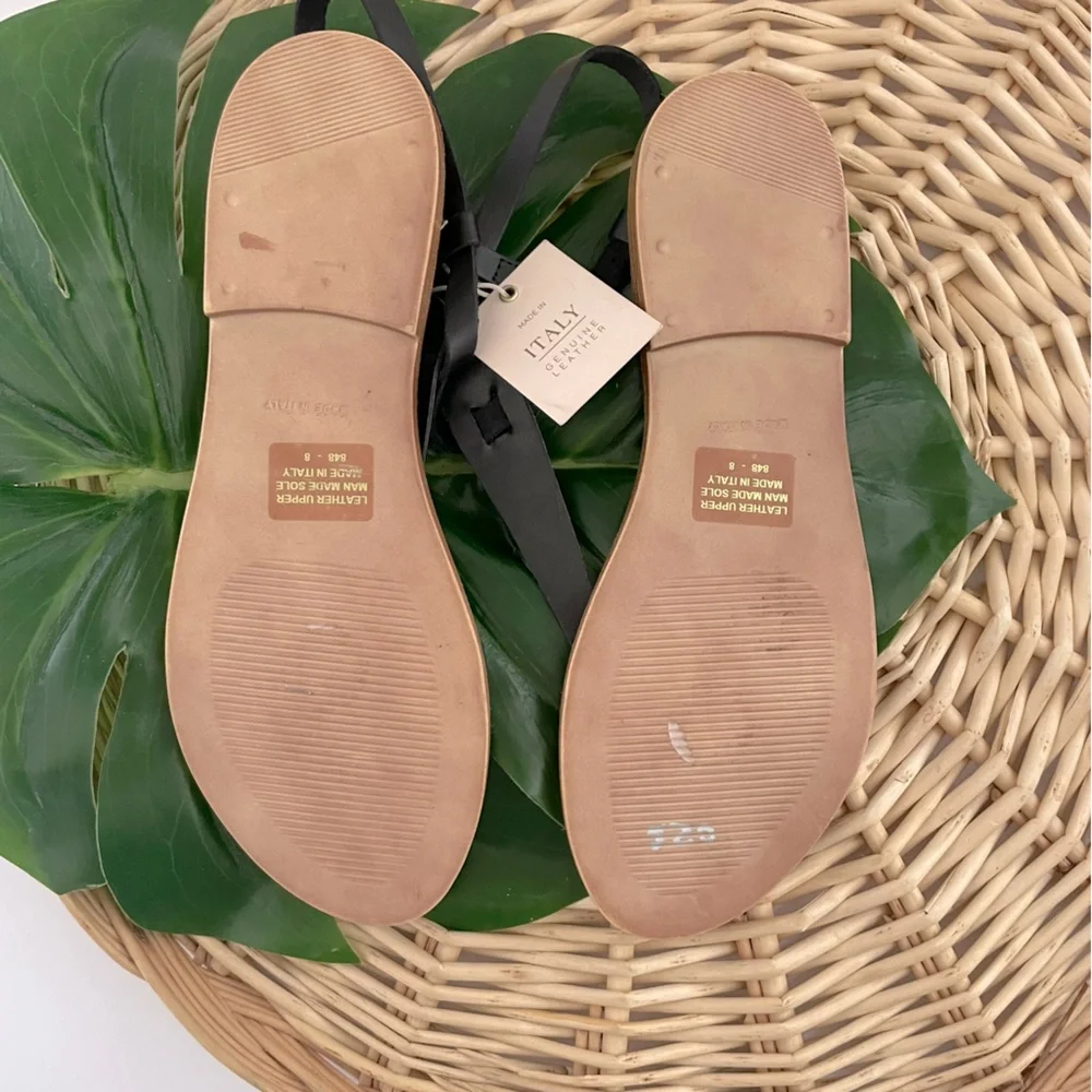 Sophia Milano Made in Italy Black leather uppers thong sandals NWT Size 8
